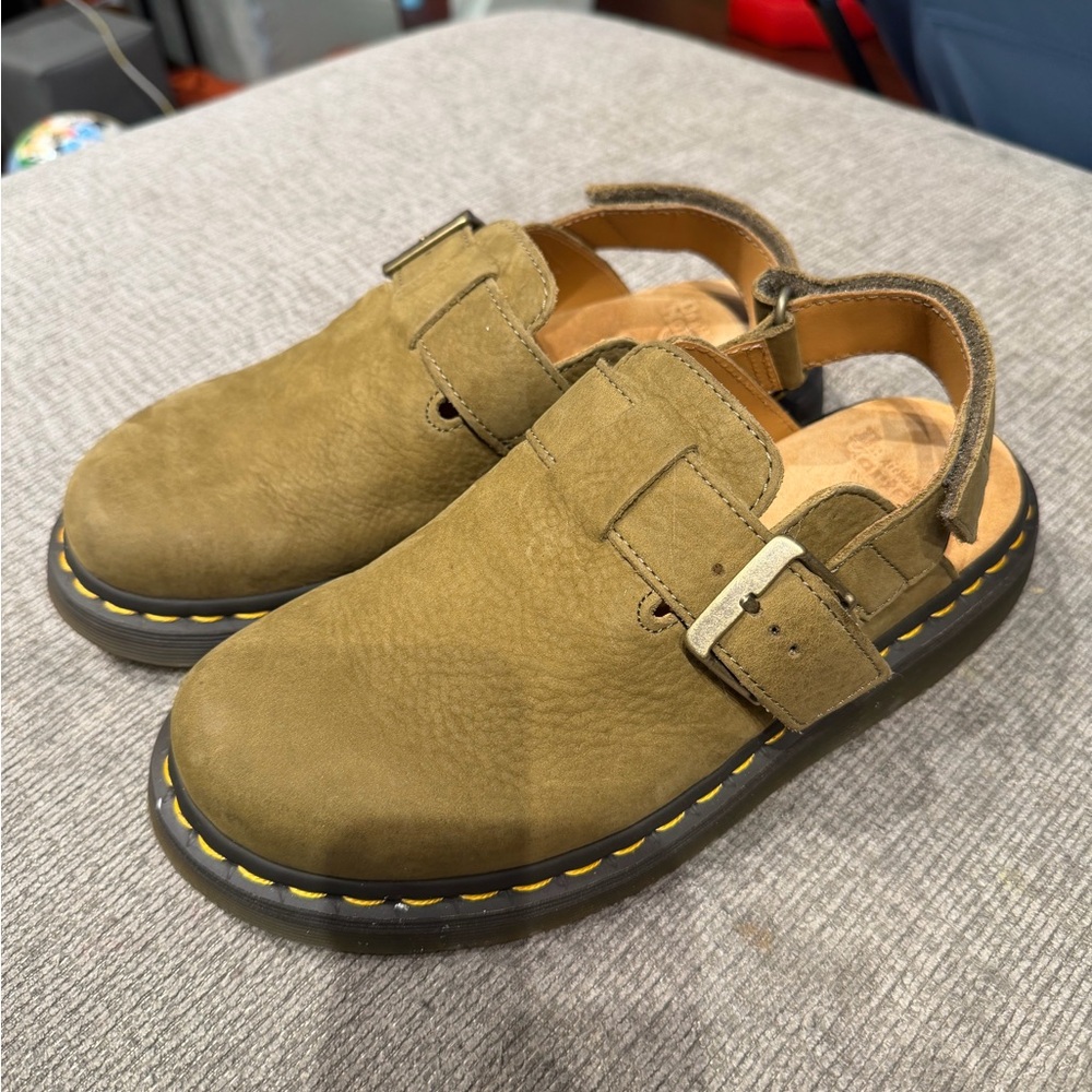 Dr. Martens Olive clogs in nubuck leather